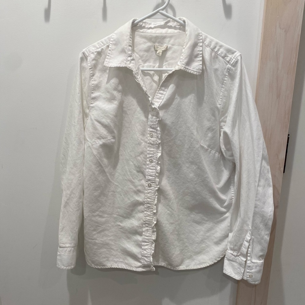 Talbots White Button Up Blouse / Shirt Sz. L